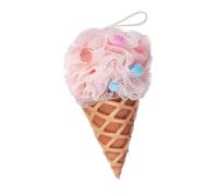 Gogogmee Ice Cream Body Scrubber Soft Shower Pouf Bath Loofah Ball for Adults Gentle Exfoliating Mesh Sponge Lightweight Portable Fun Cone Shape Bath Accessory