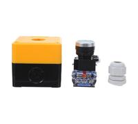 Gogogmee Industrial Waterproof Push Button Switch Box with One Green Self-resetting Button, Yellow Housing, Momentary Control for Indoor Outdoor Mechanical Workshop and Gate Opener