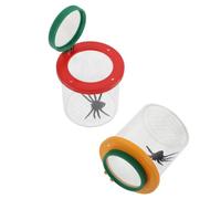 Gogogmee Insect Observation Box with 3x 6x Dual Lenses for Children, Portable Nature Exploration Toy for Outdoor Learning, 2pcs Red and Yellow Plastic Viewer Cage