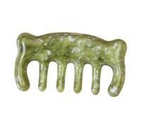 Gogogmee Jade Scalp Hair Comb with Bear-shaped Design Handheld Guasha Tool for Scalp Massage and Hair Care Natural Green Jade Teeth Stimulate Circulation