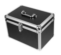 Gogogmee Large Black Metal Makeup Box with Buckle Spacious Professional Makeup Travel Case for Skincare and Cosmetics Storage Stylish Organizer for Home Go