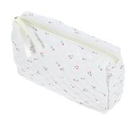 Gogogmee Large Cosmetic Pouch Quilted Makeup Bag with Cherry Print Cloth Material Spacious Storage for Travel and Daily Use Portable Cosmetic Storage Case for Women and Makeup Artists