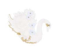Gogogmee Large Swan Embroidery Patch Sew Applique Floral Design White Embroidered Fabric Badge for Clothes Decoration Easy to Attach for DIY Craft Suitable for Pillows Curtains and More