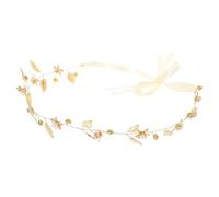 Gogogmee Leaves Crystal Bridal Headband Pearls and Gold White Organza, Wedding Hair Band Crown for Bride and Bridesmaids, Elegant Princess Hair Accessories for Formal Occasions