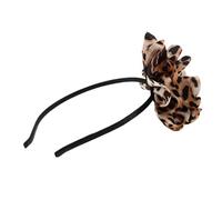 Gogogmee Leopard Print Peony Headband for Women and Stylish Animal Spot Hairband with Flower Detail Versatile Accessory for Everyday Wear Parties and Travel Chic Hair Wrap
