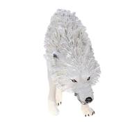 Gogogmee Lifelike Wildlife Animal Wolf Figurine Abs Material Decorative Home and Garden Decor Solid Standing North American Brown Wolf Model for Outdoor Display