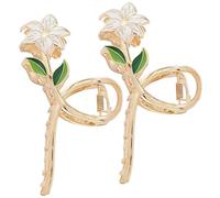 Gogogmee Lily Flower Hair Claw Clips 2Pcs Metal Jaw Clip for Thick Hair for Women for Elegant Styling
