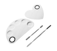 Gogogmee Makeup Cosmetic Palettes Stainless Steel Handheld Mixing Plate Set 2pcs with 2 Spatulas for Mixing Foundations and Lipsticks Nail Art Use