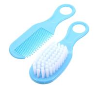 Gogogmee Massage Comb and Brush for Newborns Soft Circular Tooth Design Anti-Static Material Promotes Scalp Circulation and Brain Development Blue Grooming Kit