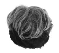 Gogogmee Men Silver-Gray Gradient Short Wig - Realistic Messy Hair Wig for Old Man Cosplay Costume - Natural Synthetic Ombre Toupee for Stage Performance