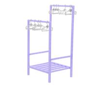 Gogogmee Mini Doll Clothes Rack with Plastic Hangers Lightweight Doll Dress Organizer for Dollhouse Purple Miniature Garment Rack and Playroom Accessories