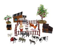 Gogogmee Mini Farmhouse Model with Realistic Animal Figures DIY Mini Farm Accessories for Educational Play Stable Standing Farm Animal for Birthday and Creative Scene Building