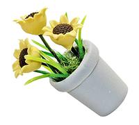 Gogogmee Mini Faux Potted Plant Tiny Bonsai Model Mini Sunflower Decoration for Dollhouse and Miniature Landscape Decor for and Micro Landscaping