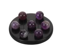 Gogogmee Mini Feng Shui Crystal Ball with Amethyst Sphere and Obsidian Base Seven-Star Arrangement Ornament for Desk Decor Housewarming Enhancing Positive Energy and Prosperity