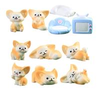 Gogogmee Mini Resin Fox Figurine Lightweight Small Animal Ornament for Garden Bonsai Table Decor DIY Micro Landscape Craft