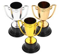 Gogogmee Mini Trophy 3pcs Golden Plastic Award Decoration for Boy Girl | Party Award Decor, Stable Practical Design, Promotes Learning and Exploration, Improves Fun