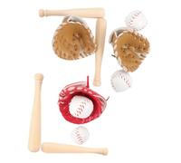 Gogogmee Miniature Baseball Kit for Dolls House Bat Glove Ball in Khaki Red Detailed Sports Decor Ornament Safe Craftsmanship for Shelves Desktops Windowsills