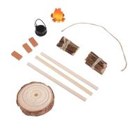 Gogogmee Miniature Dollhouse Campfire Set with Two Firewood Bundles, Mini Firewood Haystack and Stove Base, Realistic Bonfire Display for Dollhouse Camping Scene and Craft Accessories