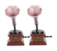 Gogogmee Miniature Retro Phonograph Dollhouse Ornament Vintage Record Player Handicraft Decoration for Dollhouse Furniture Music-themed Compact Figurine for Tiny Spaces and Victorian Style