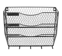 Gogogmee Modern Wall File Holder Hanging Wire Basket Tiered Metal Storage Rack for Books and Magazines Space-saving Wall-mounted Organizer for Home Office Reception and Collaborative Spaces