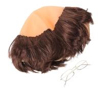 Gogogmee Monk Wig Bald Cap with Glasses for Adults Lightweight Comfortable Cosplay Prop Party Halloween Novelty Headwear