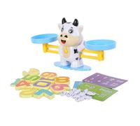 Gogogmee Montessori Balance Scale for Cow Design Interactive Math Learning for Preschoolers Sturdy Plastic Counting Game for Addition and Subtraction Practice