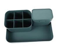 Gogogmee Multipurpose Nail Desk Organizer with Large Tray and Pen Holder Desktop Storage Case for Toothpicks Cotton Pads Makeup Swabs Spacious Kawaii Office Holder for Home and Study