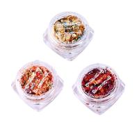 Gogogmee Nail Art Decoration Assorted Color Metallic Foil Gold Leaf Flakes Classify and Not Easy to Mix Or Break 3 Boxes with Separate Box for Bracelets and Manicure Crafts
