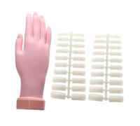 Gogogmee Nail Art Hand Model with Nails Practice Training Hand Silicon Right Beginner Glue Realistic Simulation for Fingers Soft Flexible Fake Manicure Polish Abs