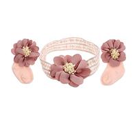Gogogmee Newborn Baby Girl Flower Headband and Mid-Calf Length Socks with Good Elasticity and Comfortable Cotton Lace Material for Newborn First Month Supplies