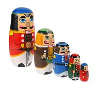 Gogogmee Nutcracker Multi-layered Matryoshka Nesting Dolls Hand-painted Educational for Early Learning and Color Recognition Montessori Stacking Playset