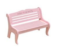 Gogogmee Pink Miniature Wooden Bench Large Hollow Design Photography Prop Dollhouse Furniture Garden Ornament Desktop Decoration