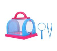 Gogogmee Pop-up Habitat Cage Insect Observation Box with Magnifying Glass and Tweezer Breathable Container for Biology Class and Outdoor Exploration Lightweight Educational Bug Viewer