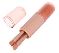 Gogogmee Portable 4in1 Makeup Brush Set for Women with Cover Convenient Pink Artificial Fiber and Metal Powder Brush Eyeshadow and Blush for Travel on The Go Touchups