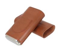 Gogogmee Portable Cigar Humidor Box Leather Travel Case Metal Caps, Compact Cigar Storage Holder Suitable for Outdoor and Home Use