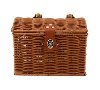 Gogogmee Portable Mahjong Storage Box with Handle, Lockable Woven Imitation Rattan Picnic Basket, Vintage Travel Mahjong Organizer Case for Holiday and Game Storage