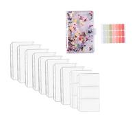 Gogogmee Portable Money Organizer Binder Transparent PVC Multi-Function Budget Notebook with Zipper Pouch Card Slots Double Pockets and Colorful Tabs for Household Finance Management