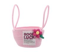 Gogogmee Portable Small Cotton Yarn Basket with Handles Keepsake Storage Bin for Nursery Compact Organizer Tote for Travel and Shower Gift Pink