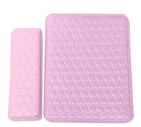Gogogmee PU Leather Hand Cushion with Heart Pattern Pink Manicure Wrist Rest for Nail Art Comfortable Soft Arm Pillow for Salon and Home Use Clean Hand Support Mat