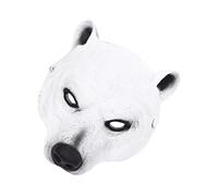 Gogogmee PU Leather Polar Bear Animal Mask 3D Face Mask Prop for Carnival Party Decorative for Stage Performance Costume Dress up White