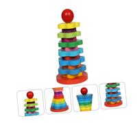 Gogogmee Rainbow Educational Wooden Column Game for Promotes Hand Eye Coordination Social Skills Creativity for Montessori Learning Activities