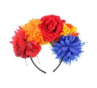 Gogogmee Rainbow Fabric Flower Headband with Black Metal Frame Floral Crown for Women and Elegant Peony Design for Parties Weddings Maternity and Family Photos Multi-color Rainbow Hairband