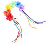 Gogogmee Rainbow Flower Headband for Pride Month Durable Floral Hair Hoop for Women for Cosplay Parties Special Events Comfortable Stylish Flower Accessories