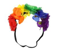 Gogogmee Rainbow Flower Headband for Women Lgbt Pride Festival Headdresses Decorative Elastic Band Simulated Flowers Party Headband Accessory