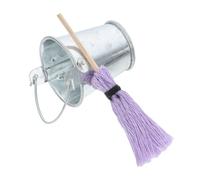 Gogogmee Realistic Miniature Dollhouse Cleaning with Mini Mop and Vintage Tin Bucket Mini Iron Bucket for Dollhouse Accessories Home Decor Photography Props Lightweight and Easy to Clean