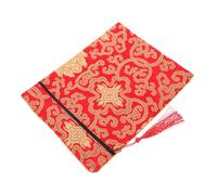 Gogogmee Red Brocade Buddhist Scriptures Bag Silk Cloth Envelope Pouch with Handle for Quran Bible Cover Document Storage and Coin Wallet Organizer