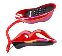 Gogogmee Red Lips Landline Phone Decorative Dial Telephone Stylish Red Lip Ornament for Home Office Desktop Use Stable Signal Easy Installation