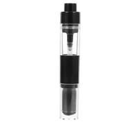 Gogogmee Refillable Press-activated Makeup Brush with Dense Black Fiber Bristles, Portable Powder and Foundation Applicator for Loose Powder and Nail Cleaning, Travel Cosmetic Brush