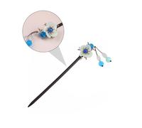 Gogogmee Retro Azure Stone Hairpin with Agate Flowers and Beads Antiquing Crystal Hair Stick for Women Traditional Chinese Style Updo Hair Accessory for Weddings Parties Everyday Wear
