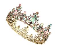 Gogogmee Retro Baroque Crown Hair Band Vintage Headdress for Women Antique Gold Tone Sparkling Hair Accessory for Wedding Prom Costume Party Birthday and Special Occasions